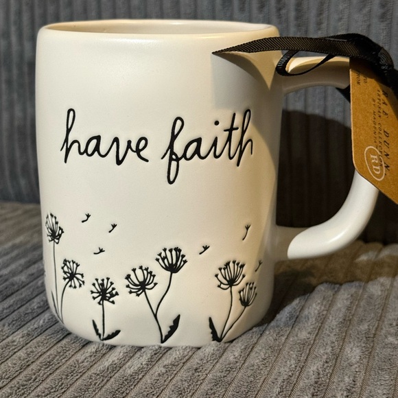 Rae Dunn Other - Rae Dunn White Mug with Black 'Have Faith' w/ Dandelion Design